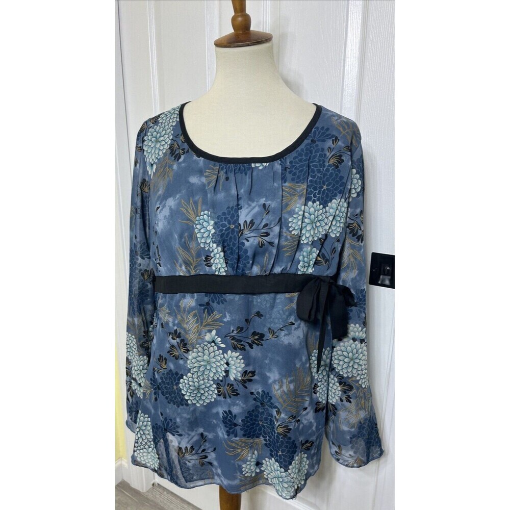 Studio 1940 Women's Blouse Blue Floral Size 14W/16W NWT
